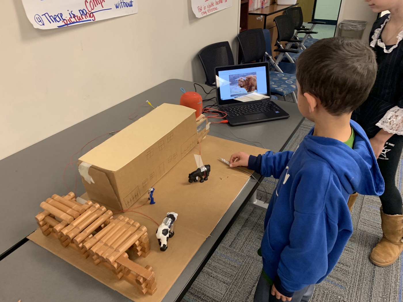 Scratch and Makey Makey used to create an interactive exhibit.